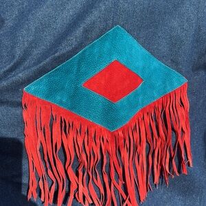 NOS Vintage Denim Fringed Jacket M Native American Designs Coat USA made